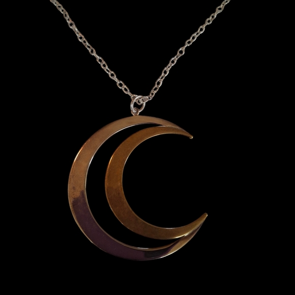RLM Studio Robert Lee Morris sterling silver and brass open crescent moon pendan - Picture 5 of 12